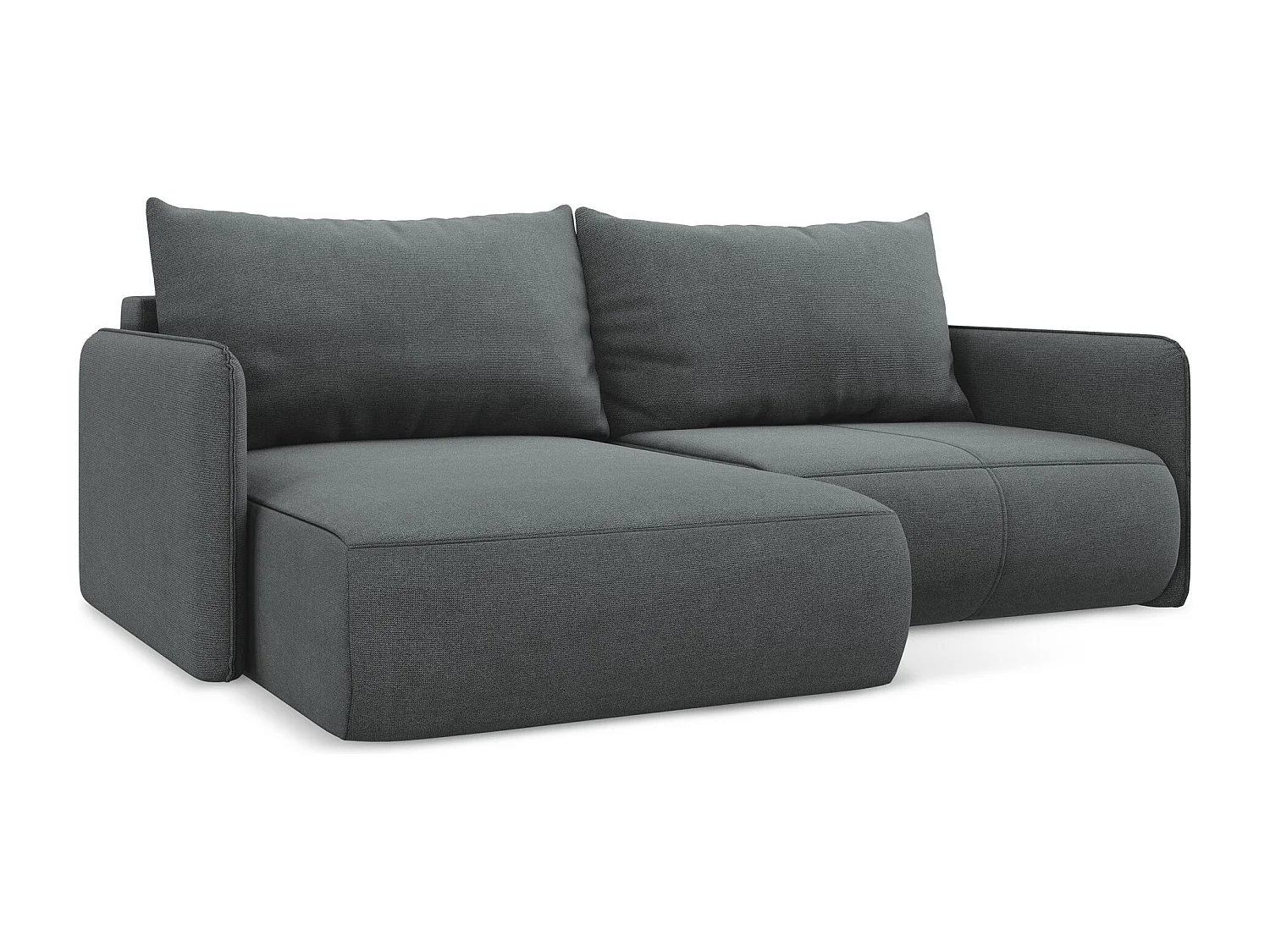2,5-Sitzer Ecksofa mit Schlaffunktion - Ecke Links - Strukturstoff - Grau - NANEA