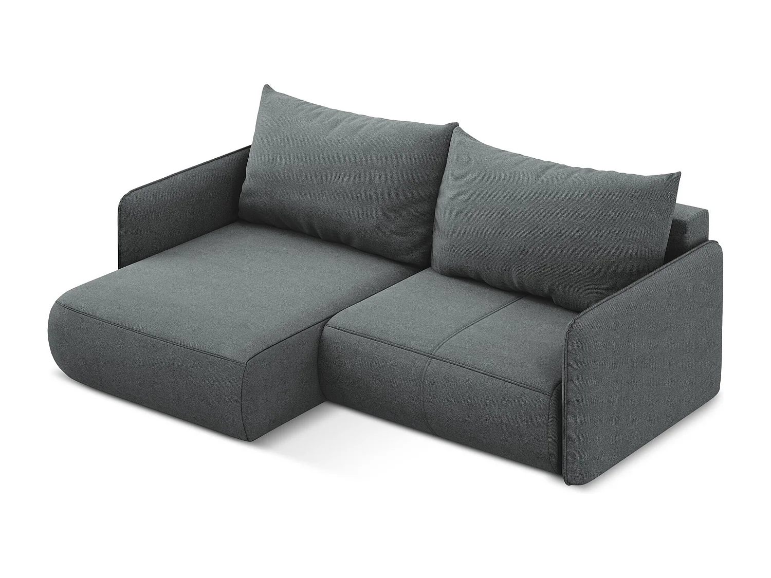 2,5-Sitzer Ecksofa mit Schlaffunktion - Ecke Links - Strukturstoff - Grau - NANEA