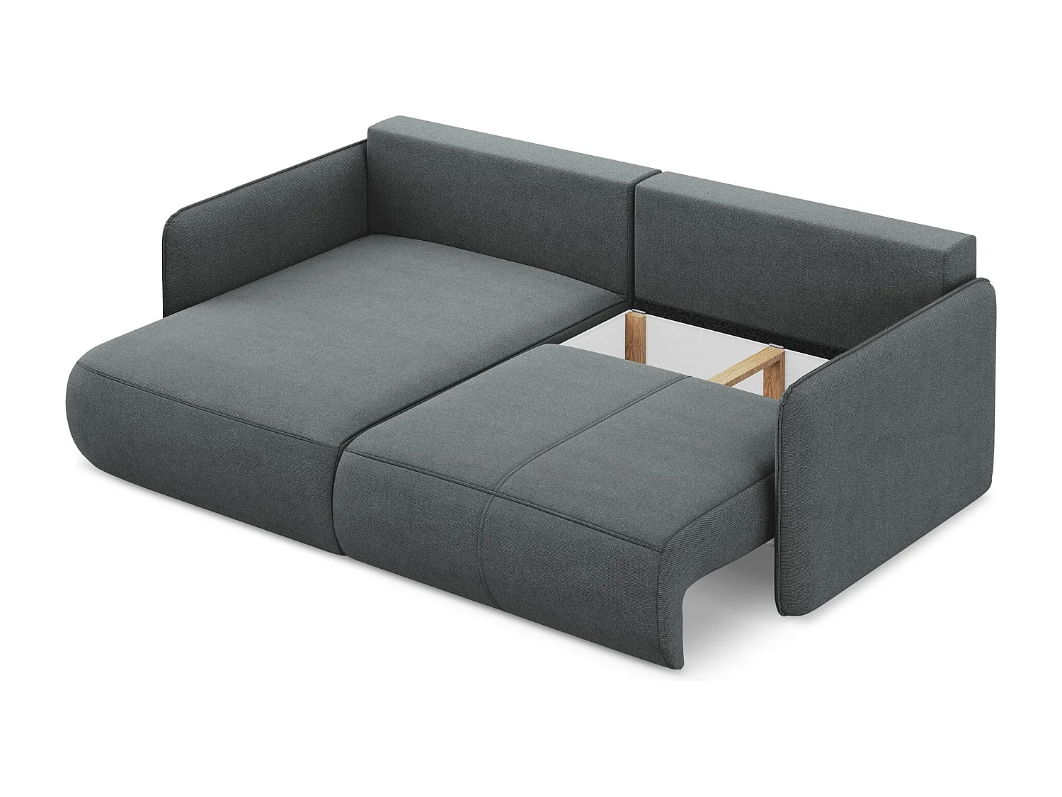 2,5-Sitzer Ecksofa mit Schlaffunktion - Ecke Links - Strukturstoff - Grau - NANEA