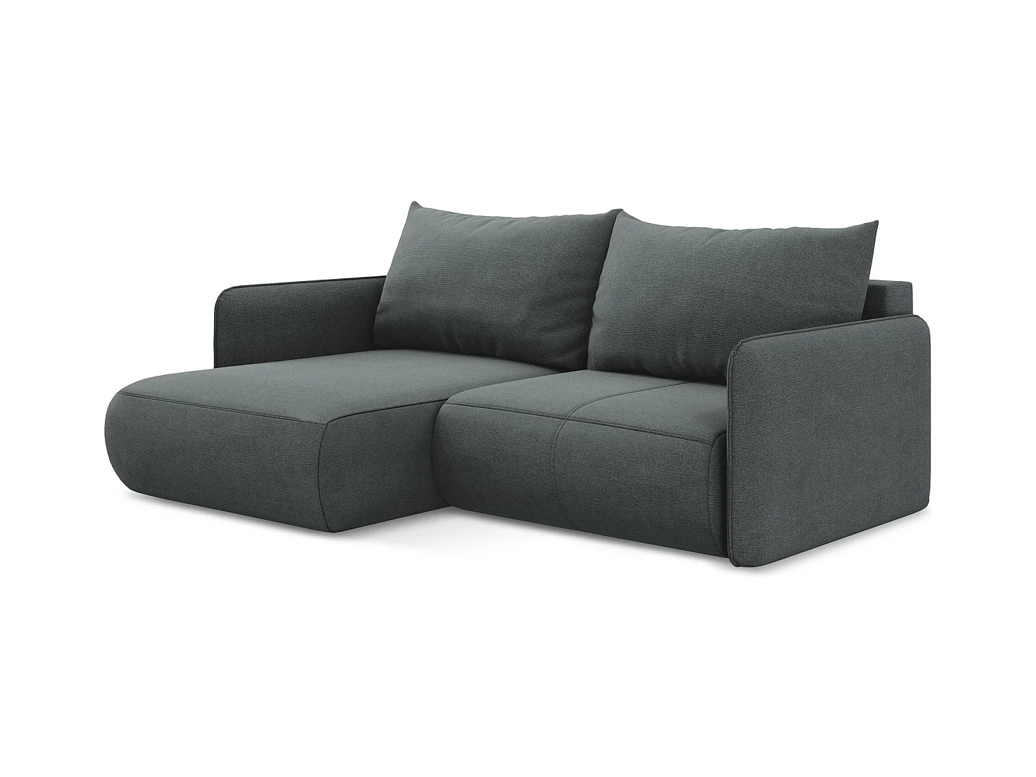 Canapé d’angle 2,5 places gauche convertible en tissu texturé - gris - NANEA