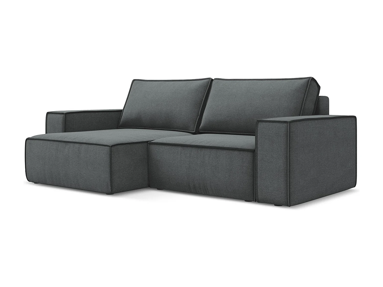 2-Sitzer Ecksofa mit Schlaffunktion - Ecke Links - Strukturstoff - Grau - KIMO