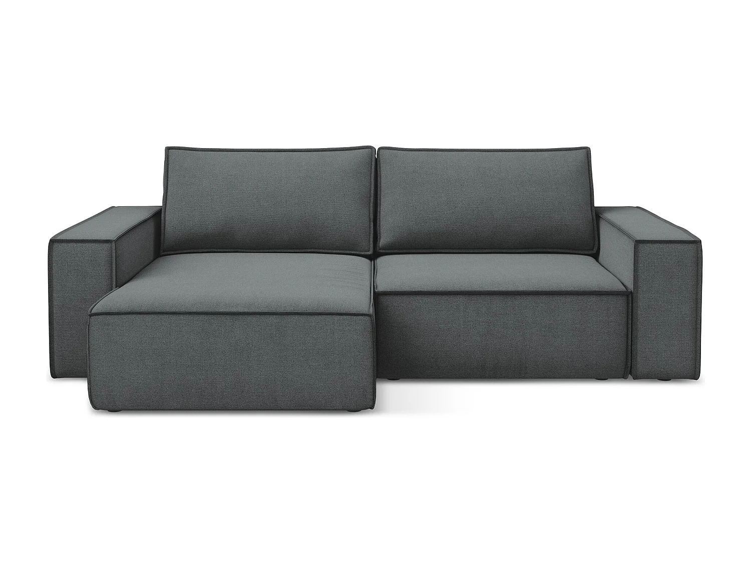 2-Sitzer Ecksofa mit Schlaffunktion - Ecke Links - Strukturstoff - Grau - KIMO