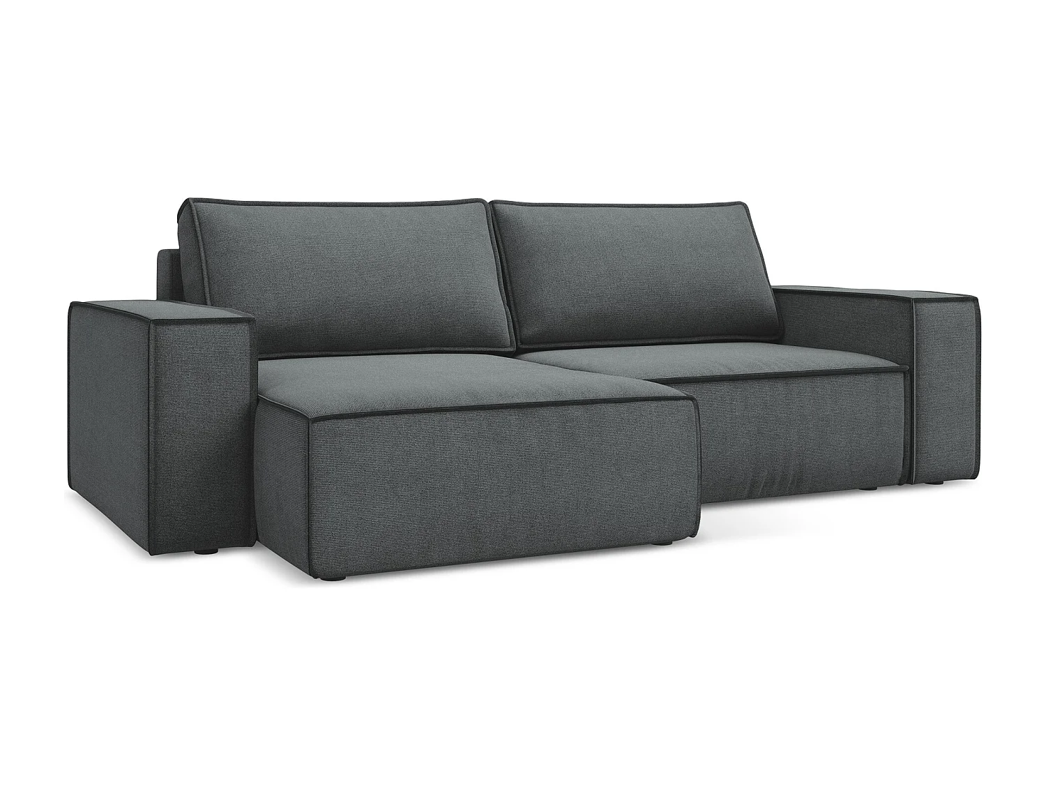 Canapé d’angle 2 places gauche convertible en tissu texturé - gris - KIMO