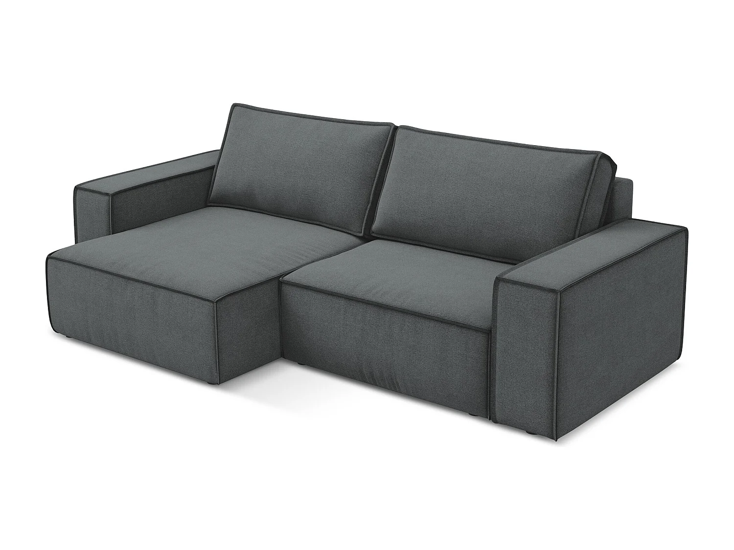 Canapé d’angle 2 places gauche convertible en tissu texturé - gris - KIMO