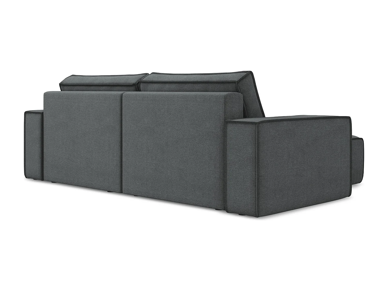 Canapé d’angle 2 places gauche convertible en tissu texturé - gris - KIMO