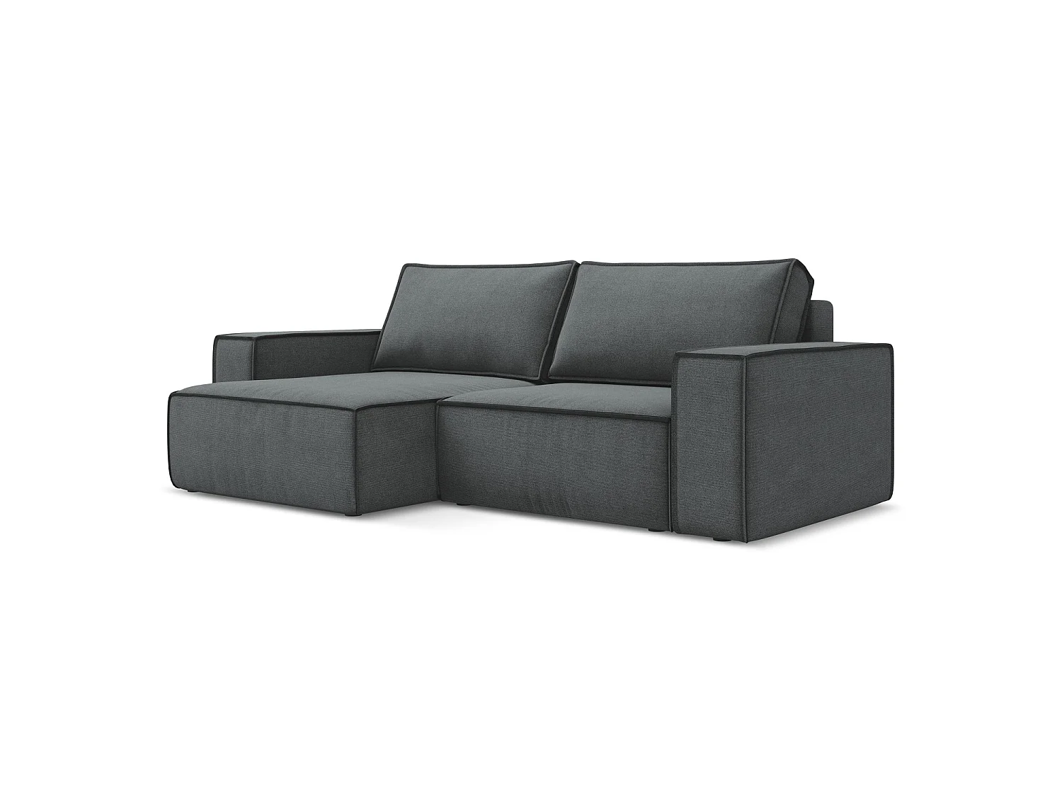 2-Sitzer Ecksofa mit Schlaffunktion - Ecke Links - Strukturstoff - Grau - LIVORNO