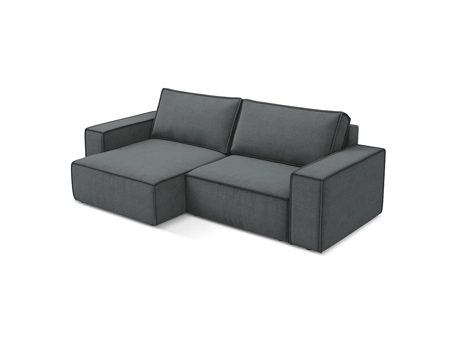2-Sitzer Ecksofa mit Schlaffunktion - Ecke Links - Strukturstoff - Grau - LIVORNO