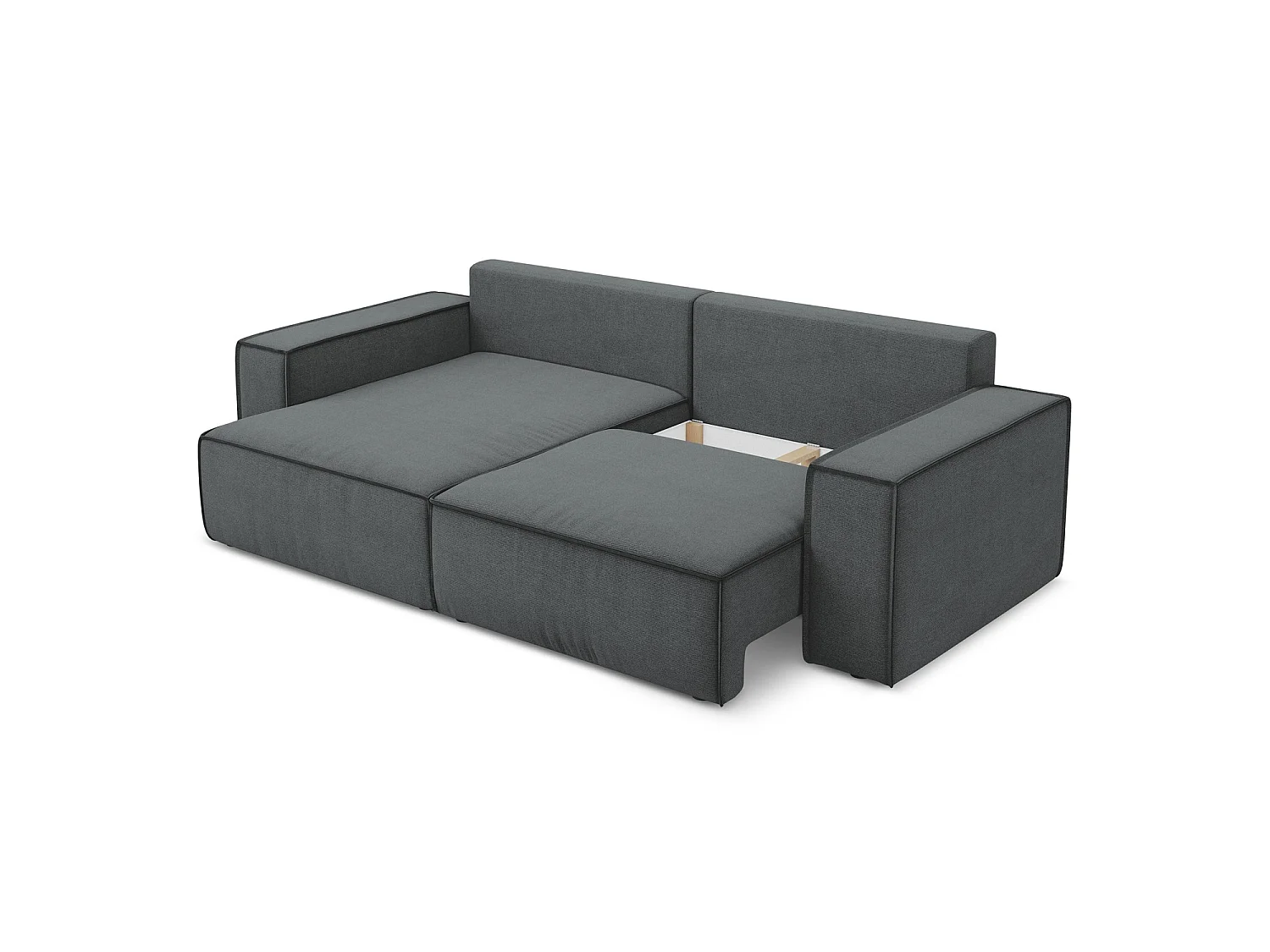 2-Sitzer Ecksofa mit Schlaffunktion - Ecke Links - Strukturstoff - Grau - LIVORNO