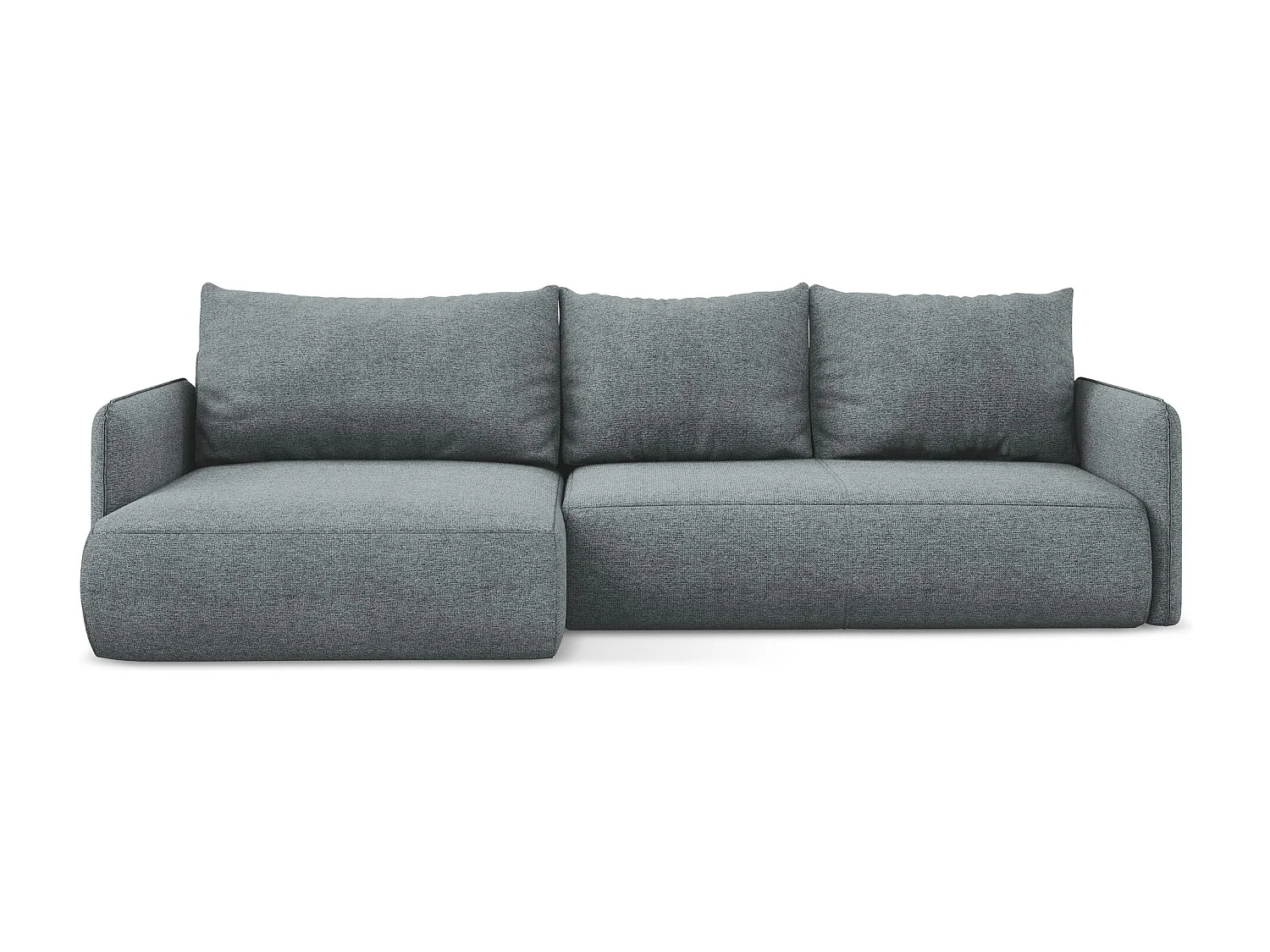 Narożnik lewostronny z funkcją spania - z tkaniny szenilowej - jeans - NANEA