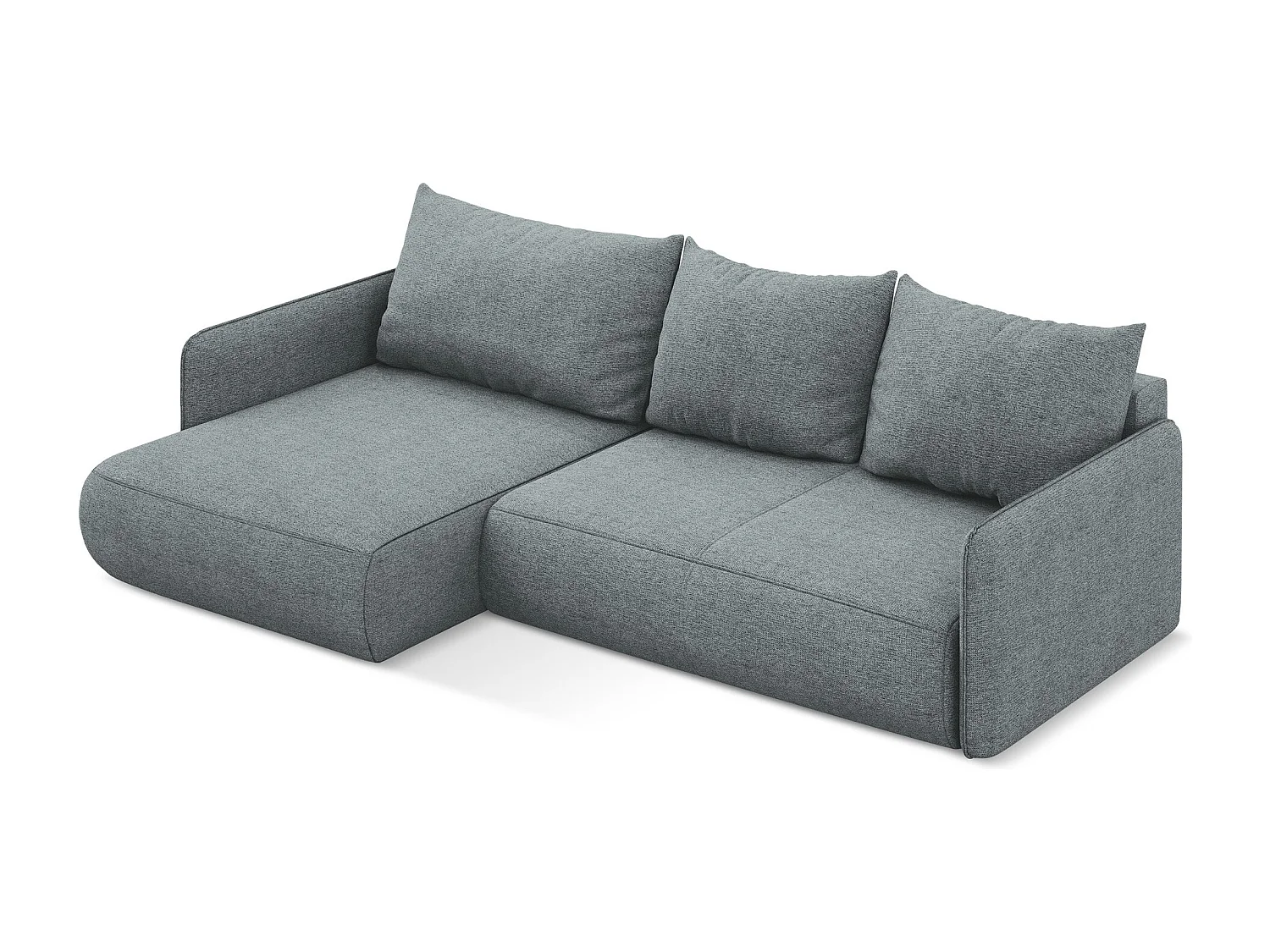 Narożnik lewostronny z funkcją spania - z tkaniny szenilowej - jeans - NANEA