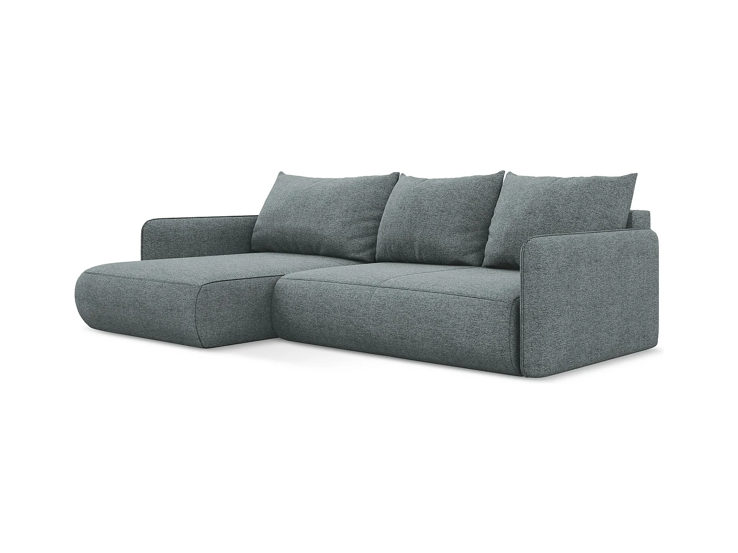3-Sitzer Ecksofa mit Schlaffunktion - Ecke Links - Chenille - Jeans - NANEA