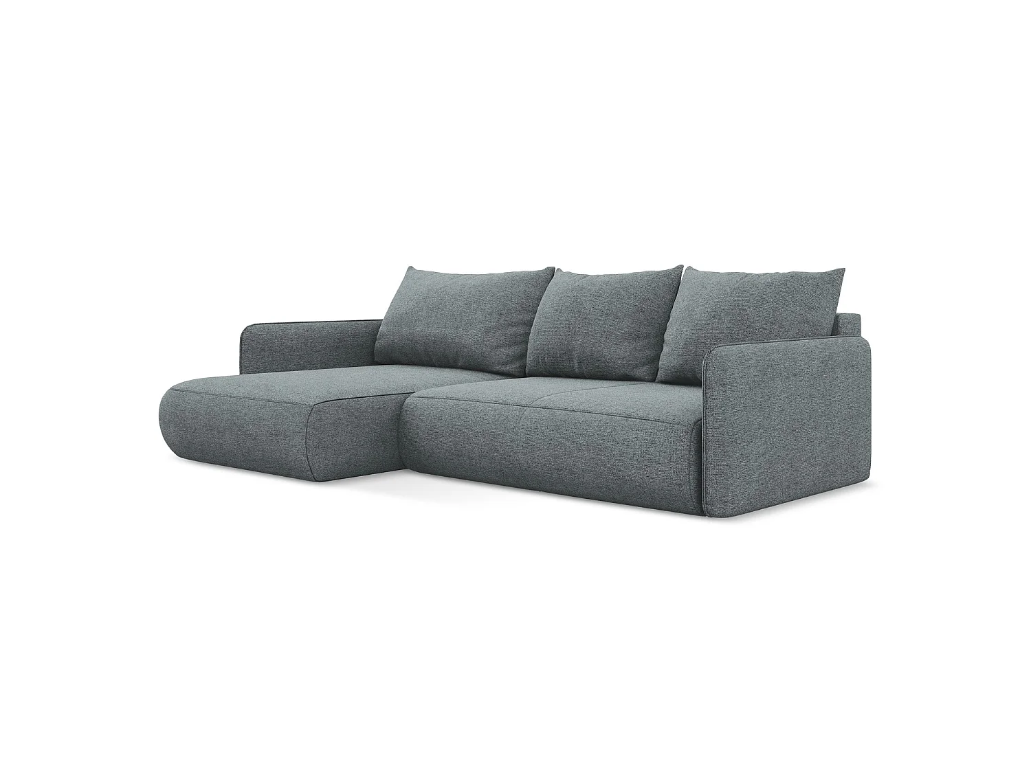 Narożnik lewostronny z funkcją spania - z tkaniny szenilowej - jeans - PALERMO