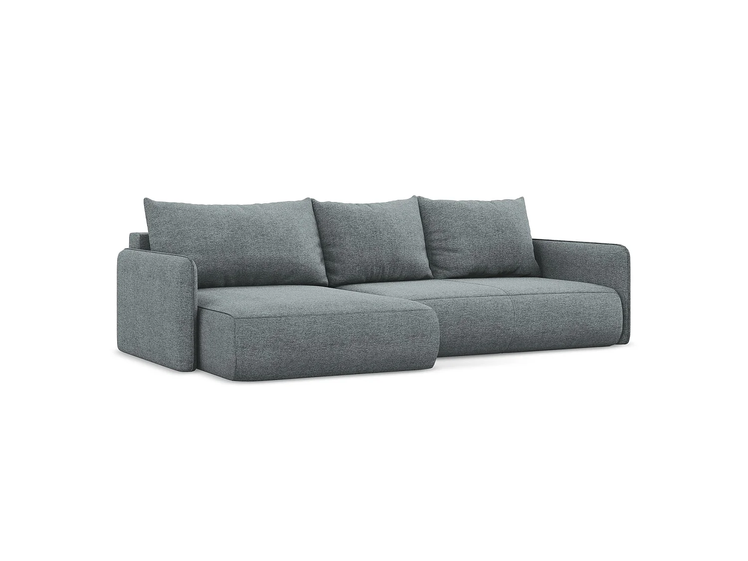 Narożnik lewostronny z funkcją spania - z tkaniny szenilowej - jeans - PALERMO