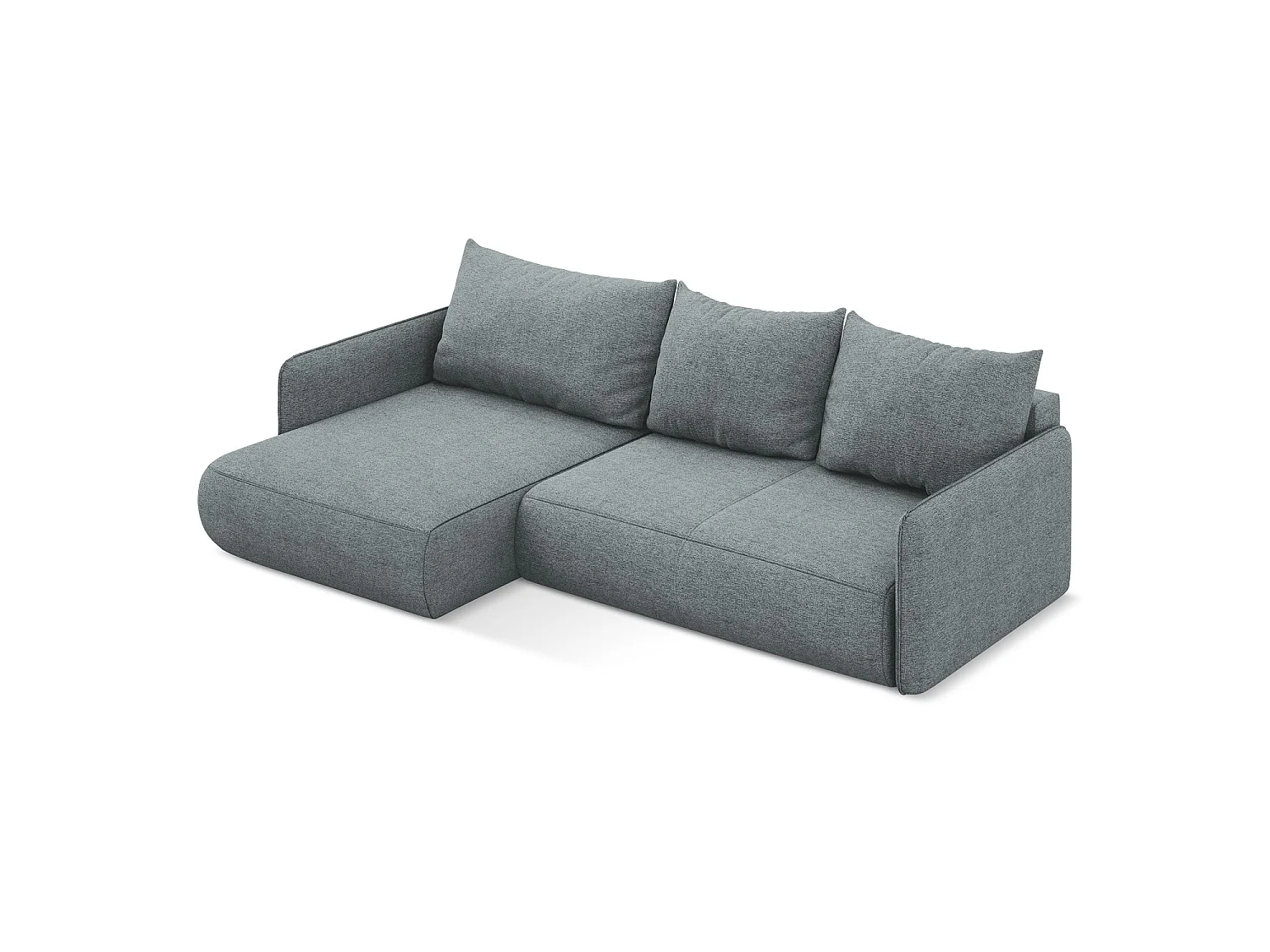 Narożnik lewostronny z funkcją spania - z tkaniny szenilowej - jeans - PALERMO