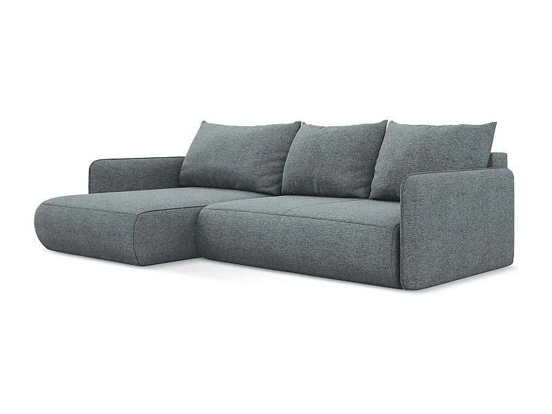 3-Sitzer Ecksofa mit Schlaffunktion - Ecke Links - Chenille - Jeans - NANEA