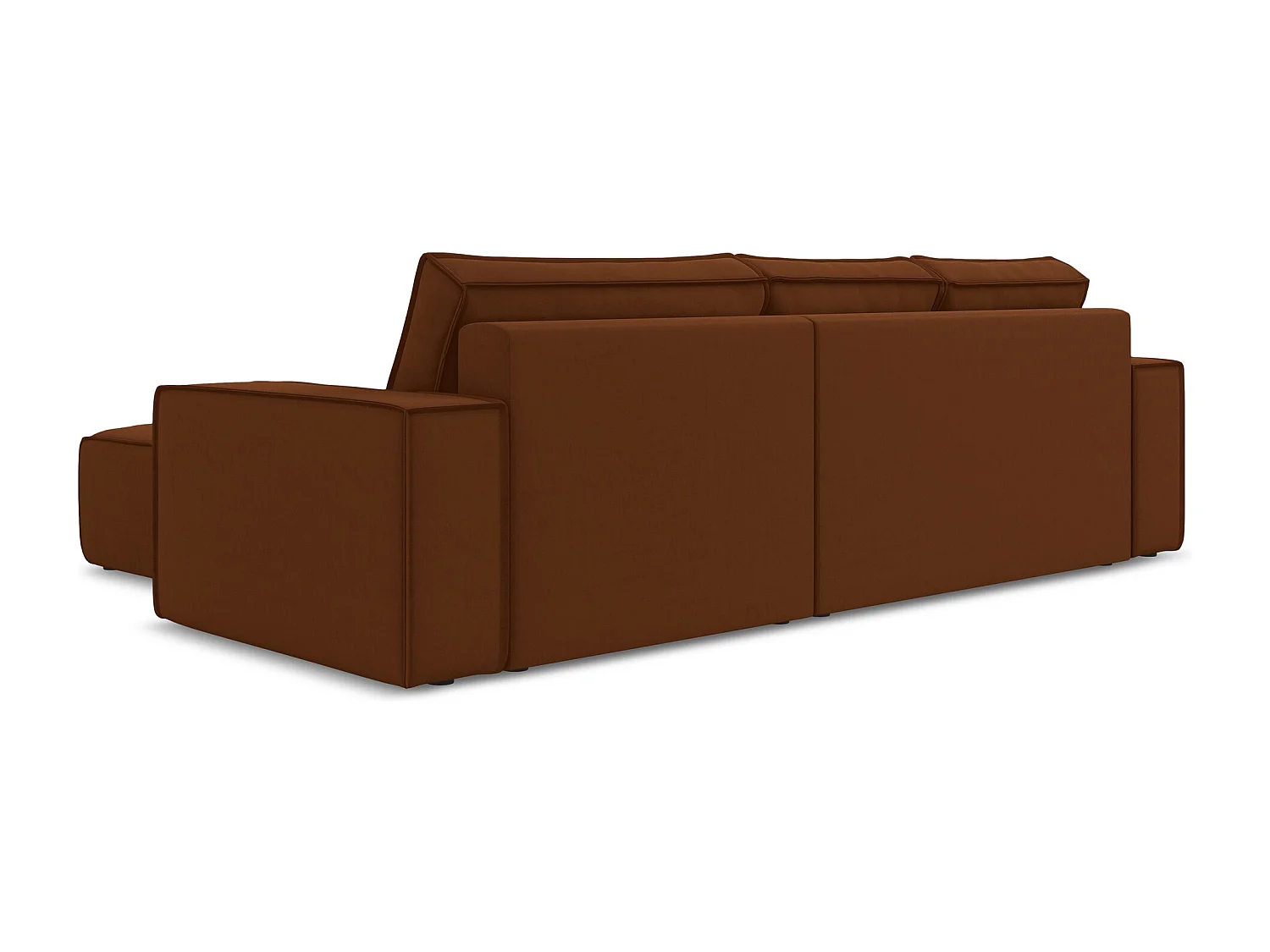 Ecksofa mit Schlaffunktion - Ecke Rechts - Samt - Terrakotta - KIMO