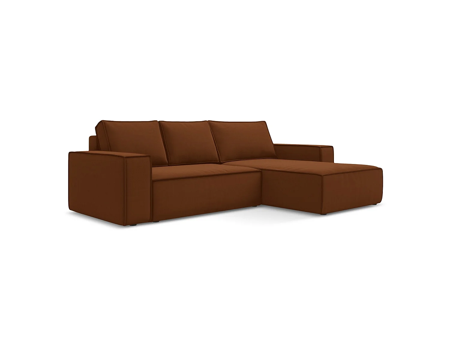 Ecksofa mit Schlaffunktion - Ecke Rechts - Samt - Terrakotta - LIVORNO