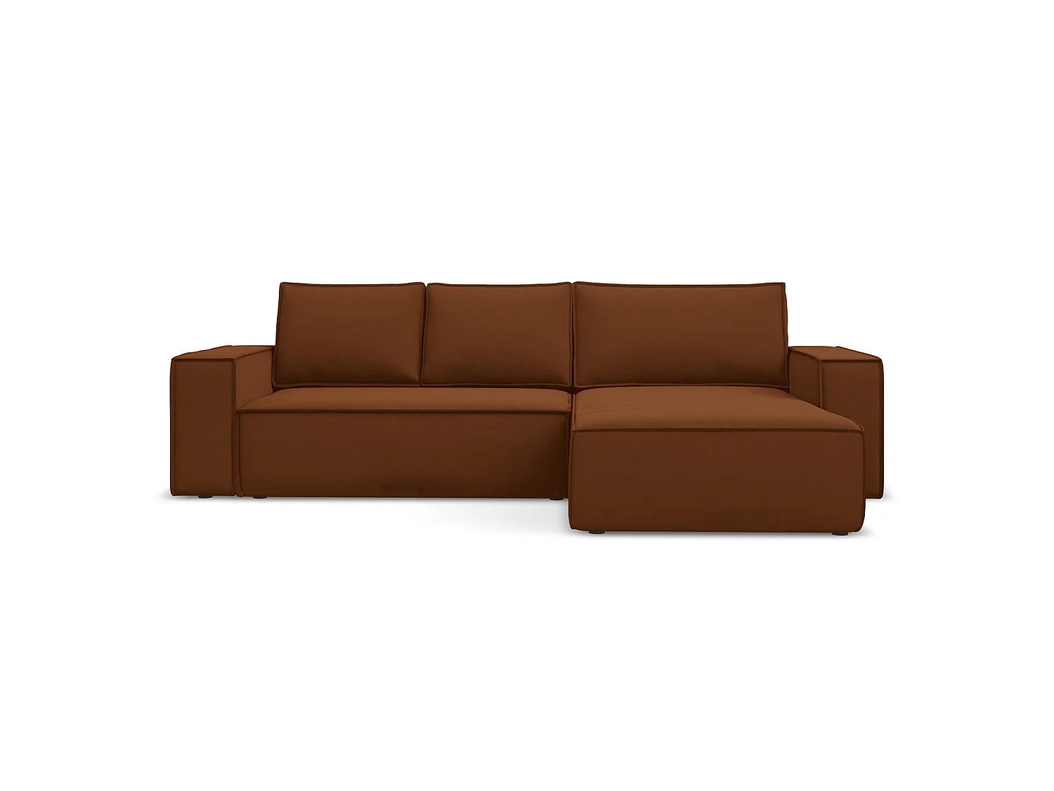 Ecksofa mit Schlaffunktion - Ecke Rechts - Samt - Terrakotta - LIVORNO