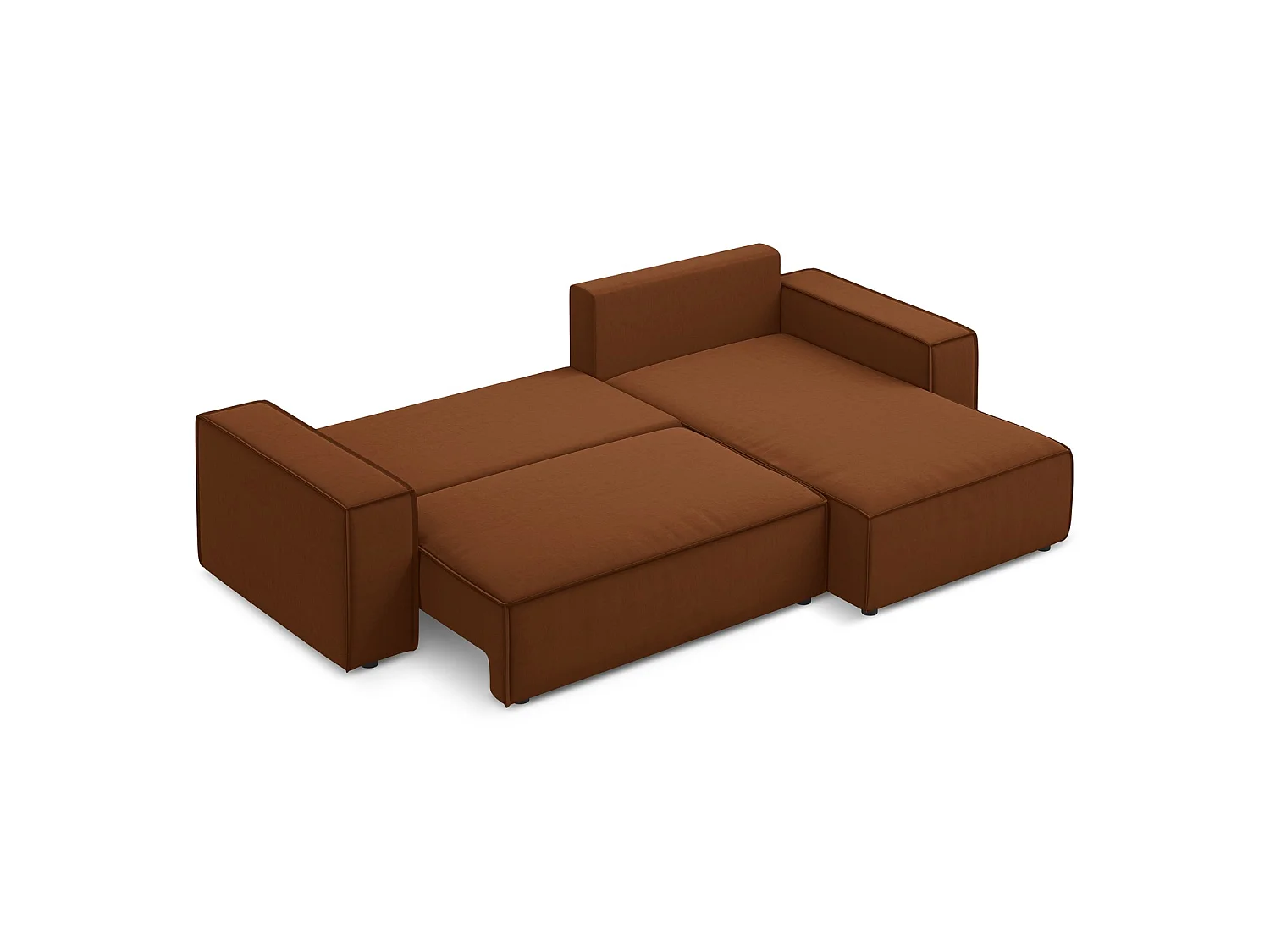 Ecksofa mit Schlaffunktion - Ecke Rechts - Samt - Terrakotta - LIVORNO