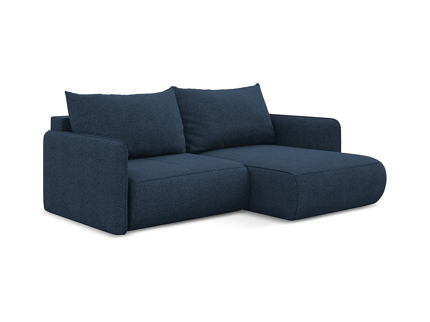 Ecksofa mit Schlaffunktion - Ecke Rechts - Chenille - Königsblau - NANEA