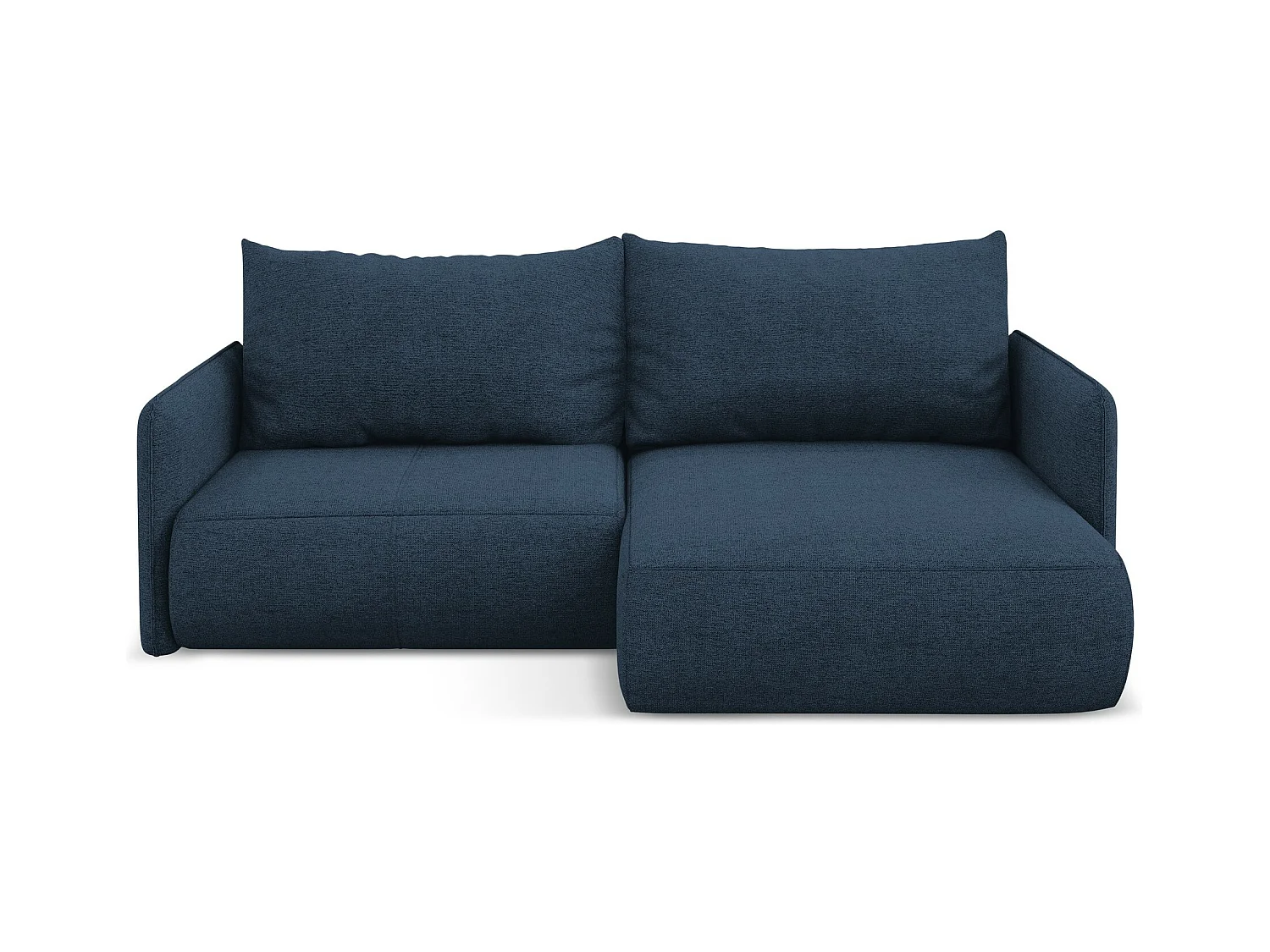 Canapé d’angle 2,5 places droit convertible en tissu chenille - bleu royal - NANEA