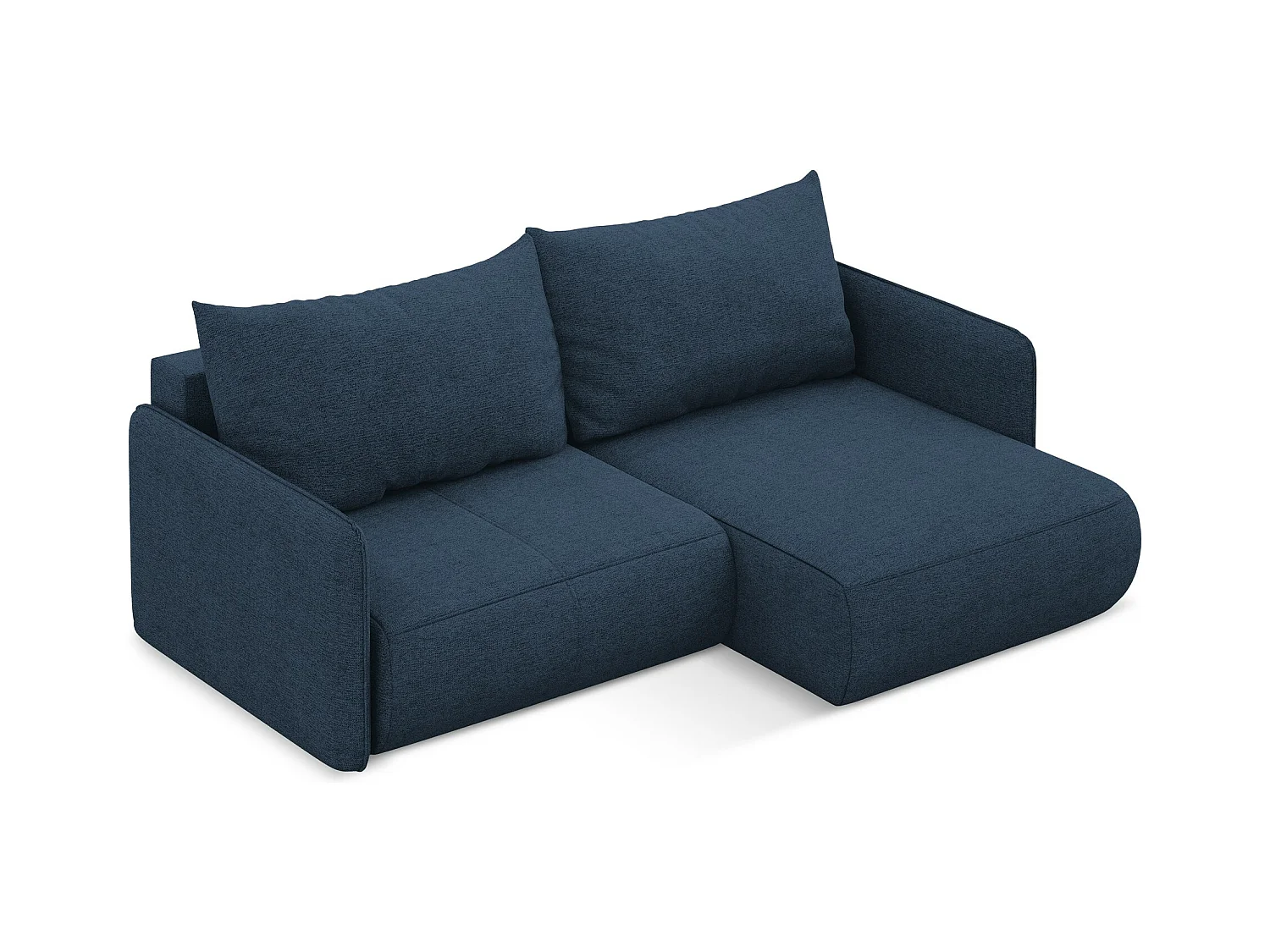 Canapé d’angle 2,5 places droit convertible en tissu chenille - bleu royal - NANEA