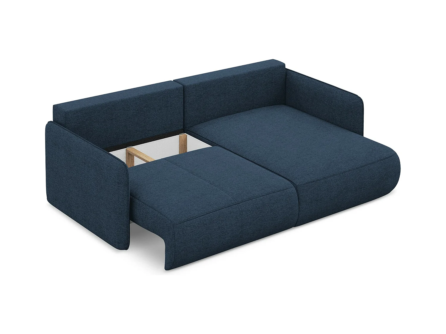 Canapé d’angle 2,5 places droit convertible en tissu chenille - bleu royal - NANEA