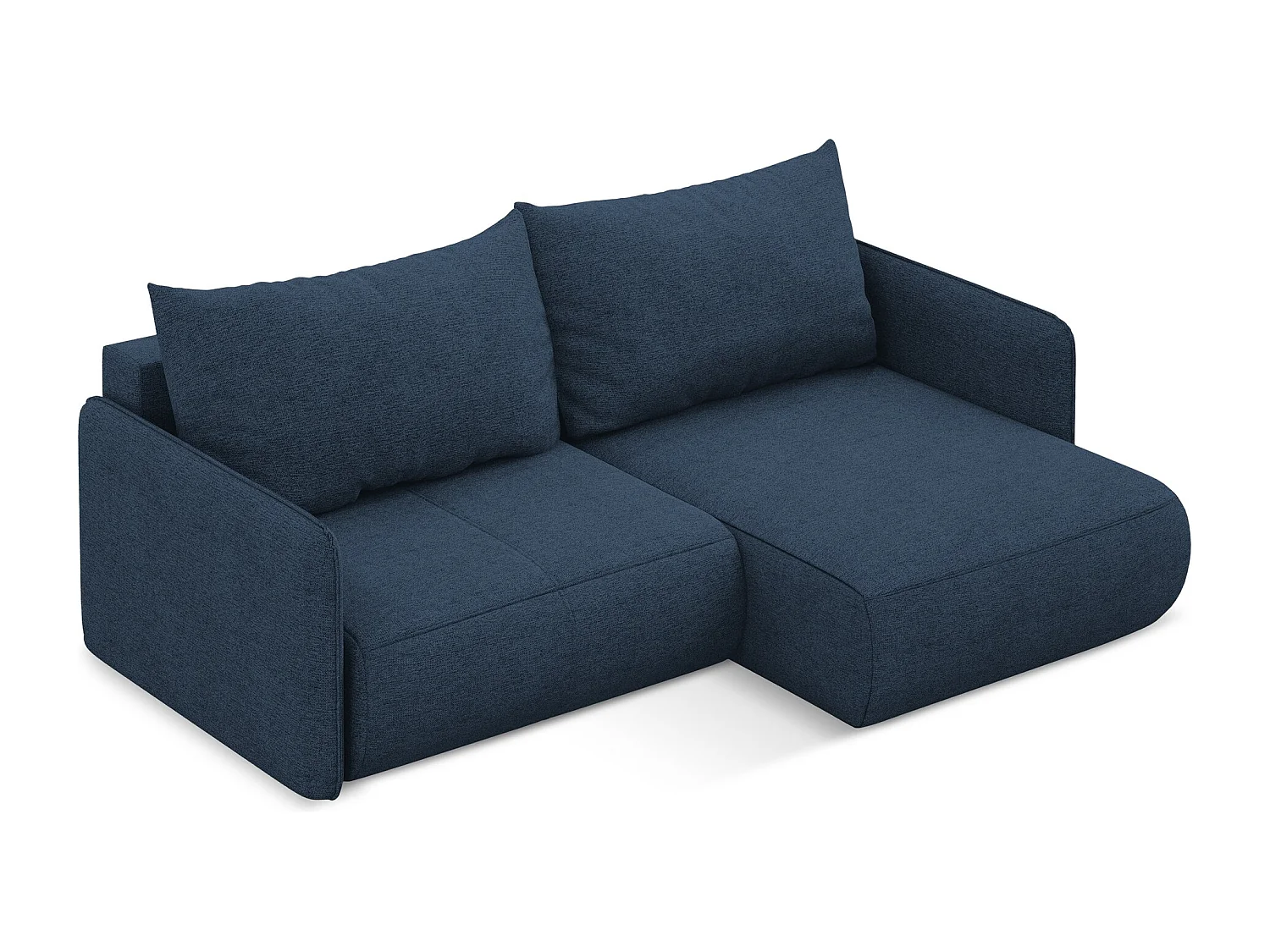 Canapé d’angle 2,5 places droit convertible en tissu chenille - bleu royal - NANEA