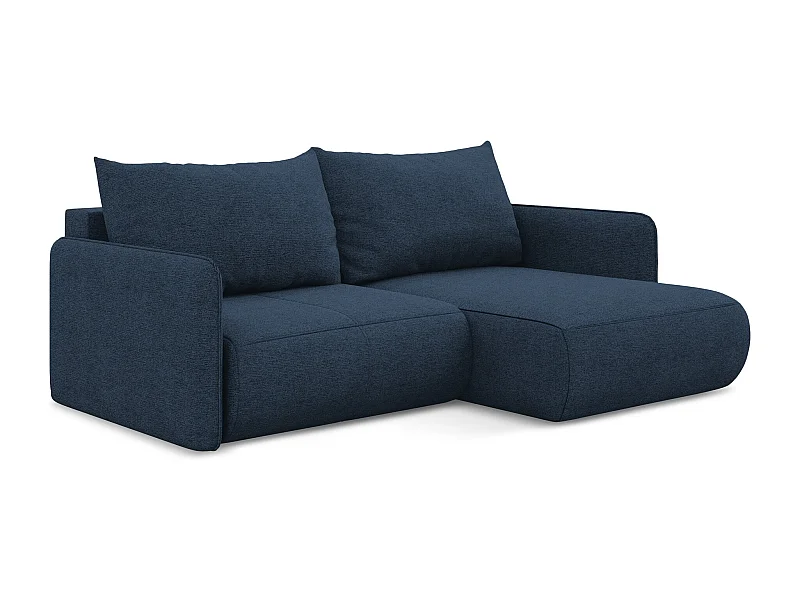 Ecksofa mit Schlaffunktion - Ecke Rechts - Chenille - Königsblau - NANEA