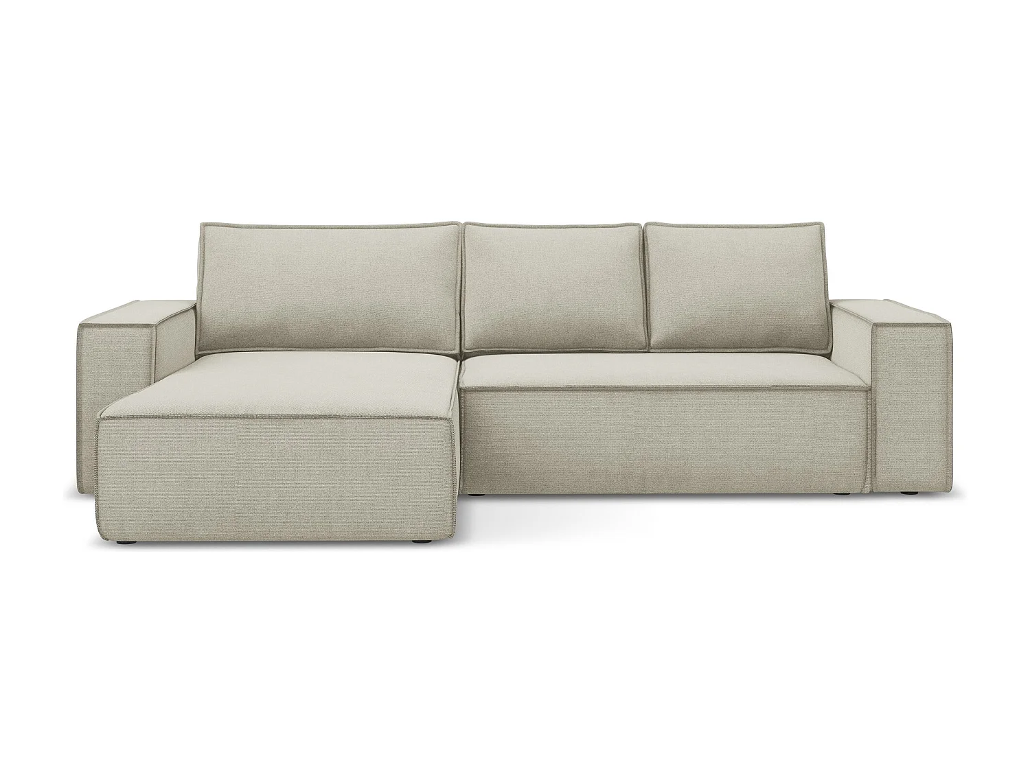 3-Sitzer Ecksofa mit Schlaffunktion - Ecke Links - Strukturstoff - Hell beige - KIMO