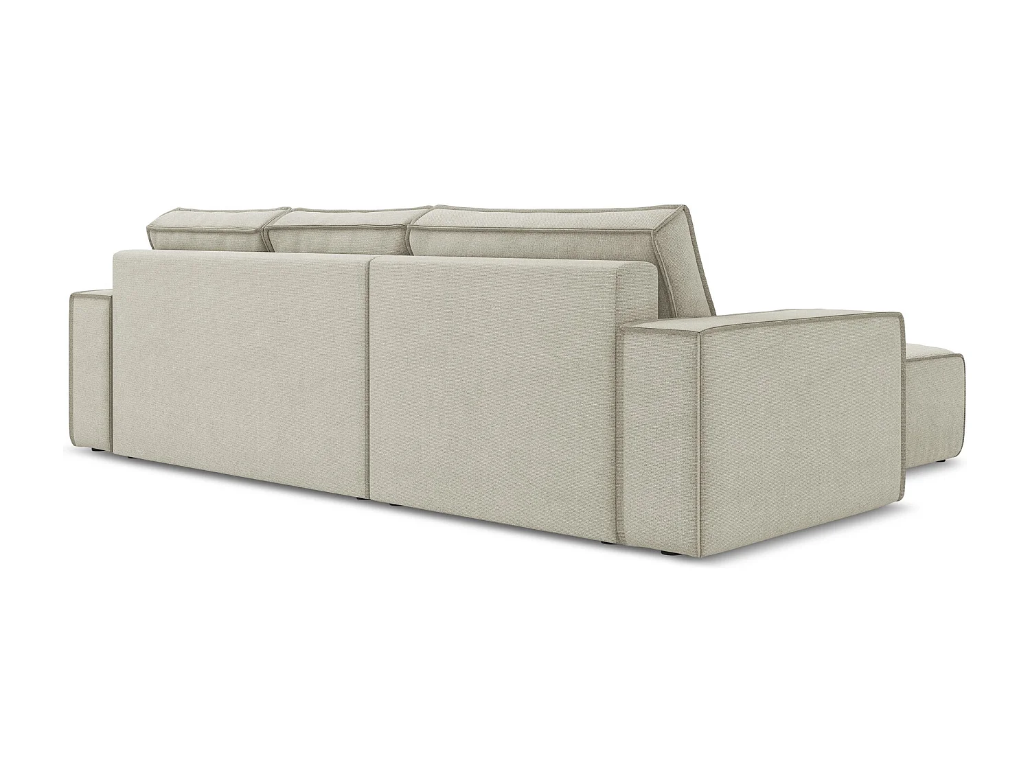 3-Sitzer Ecksofa mit Schlaffunktion - Ecke Links - Strukturstoff - Hell beige - KIMO