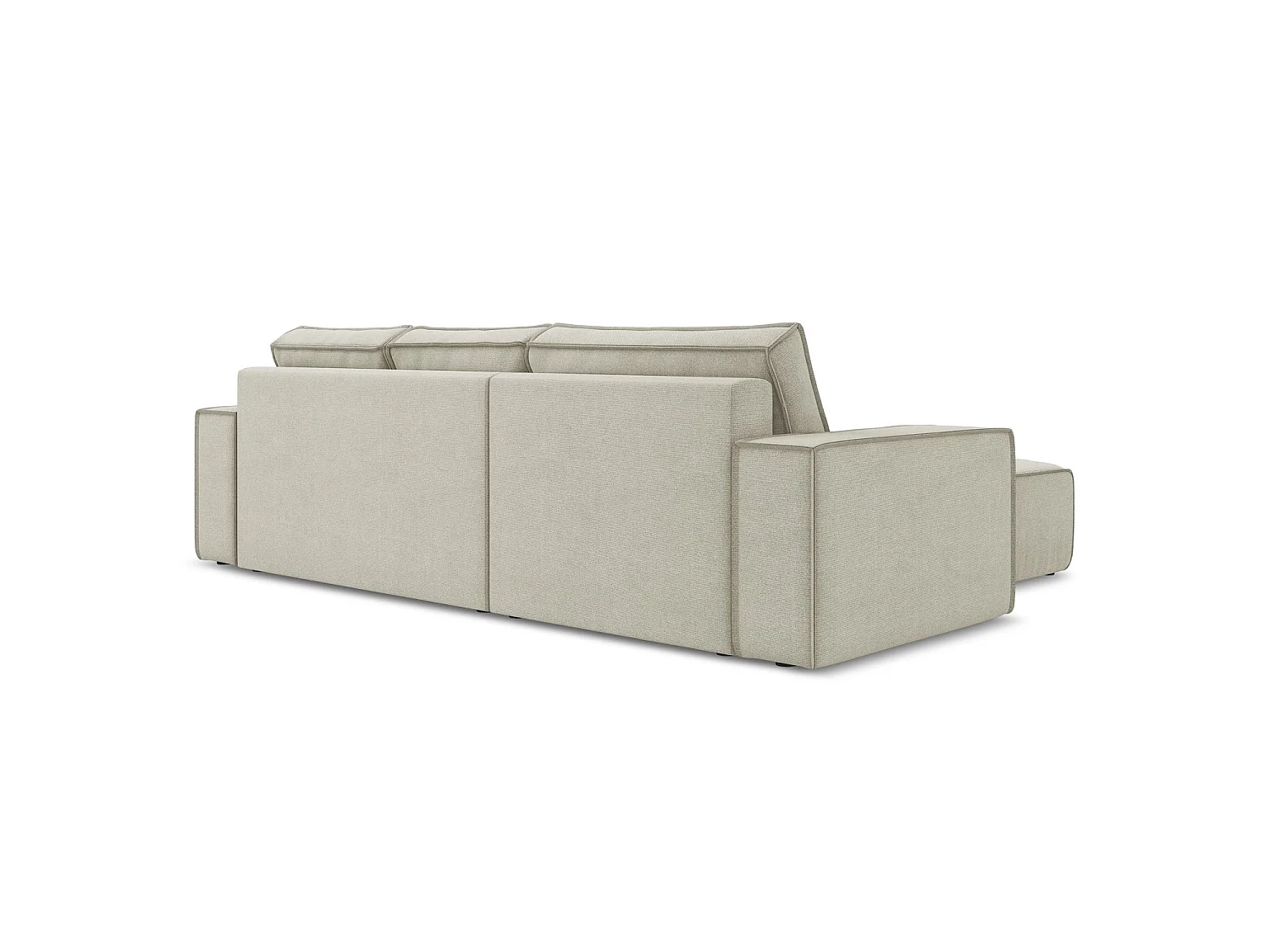 Hoekslaapbank links van lichtbeige textuurstof - LIVORNO