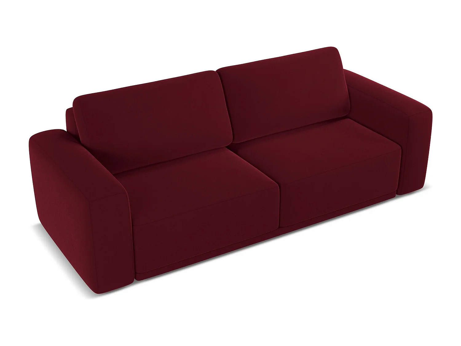 Canapé 3 places convertible en velours - bourgogne - KAILA