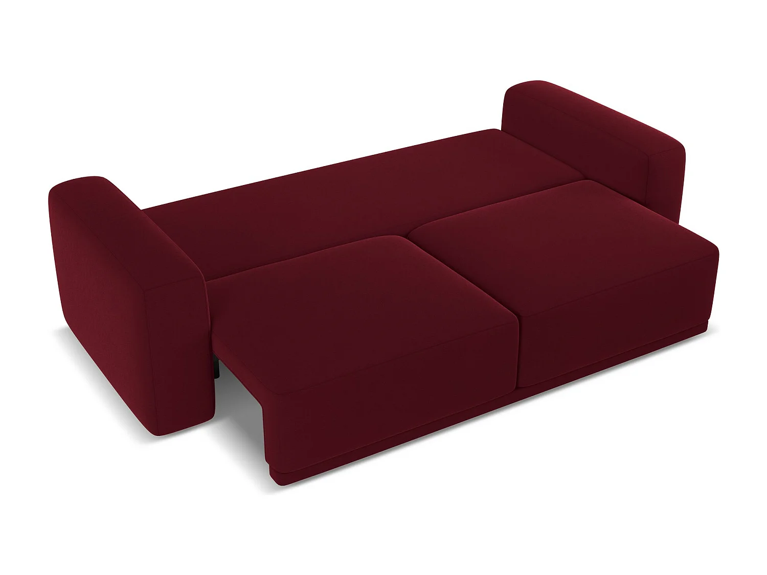 Canapé 3 places convertible en velours - bourgogne - KAILA