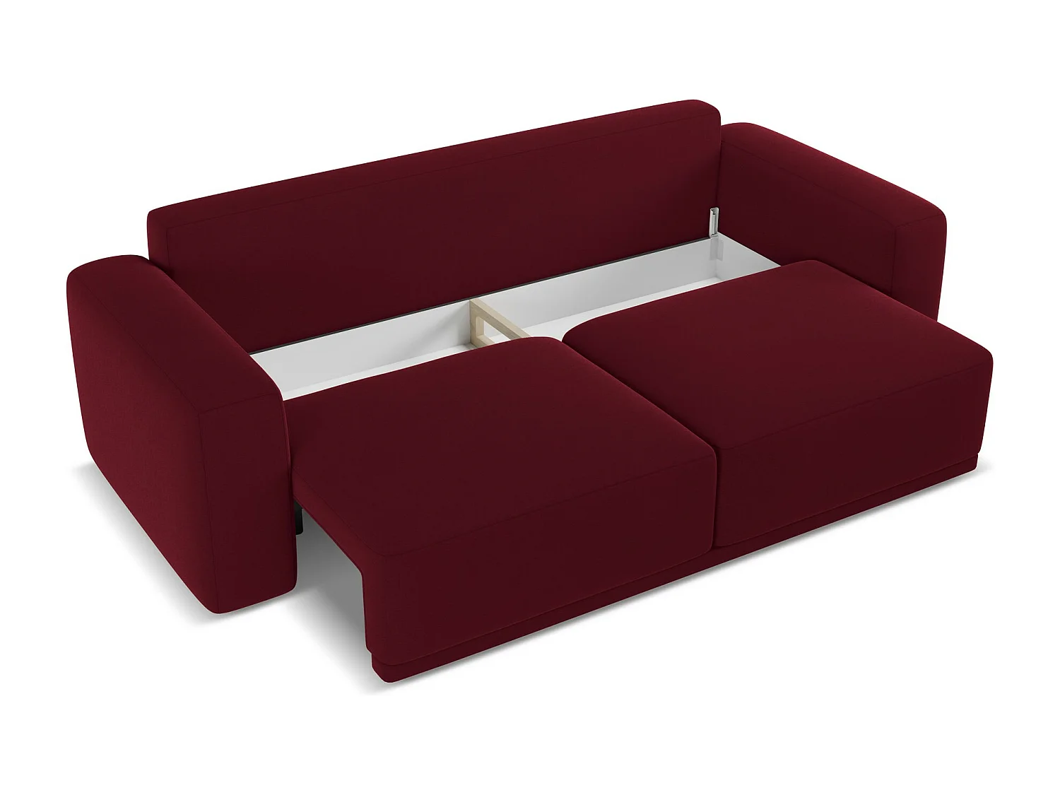 Canapé 3 places convertible en velours - bourgogne - KAILA