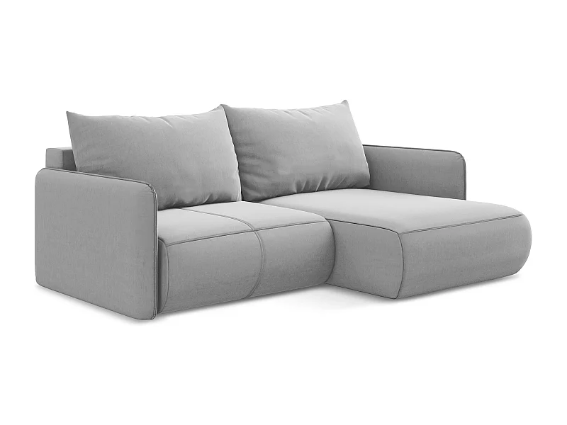 2,5-Sitzer Ecksofa mit Schlaffunktion - Ecke Rechts - Samt - Grau - NANEA