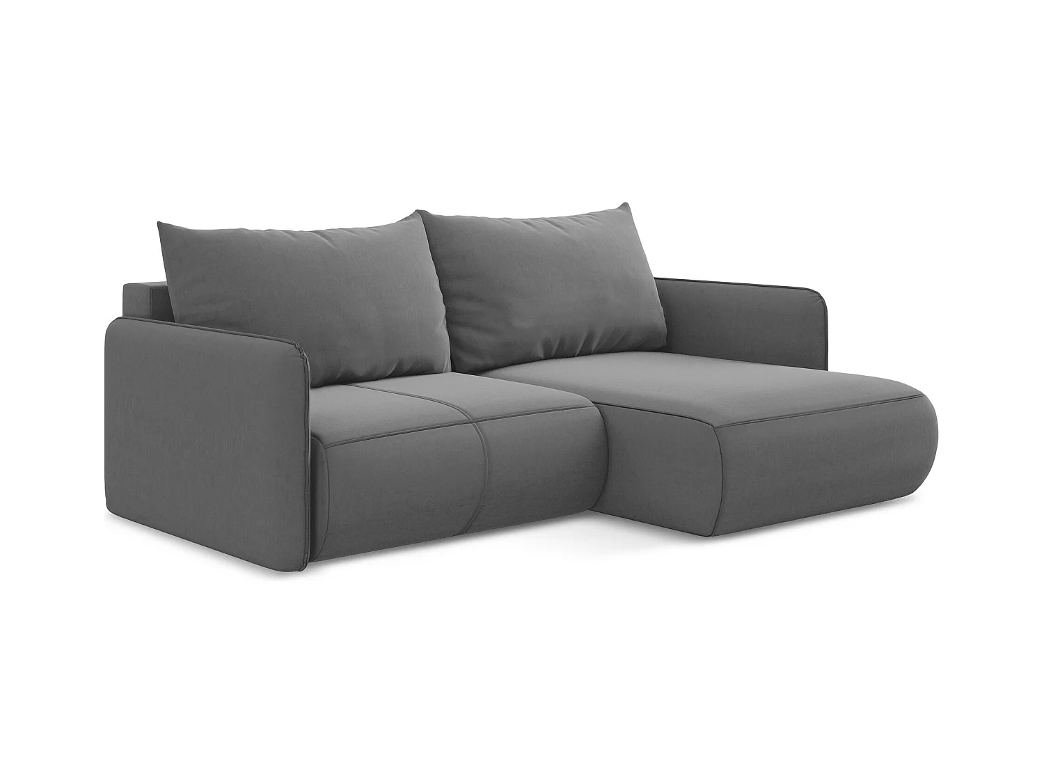 2,5-Sitzer Ecksofa mit Schlaffunktion - Ecke Rechts - Samt - Grau - NANEA