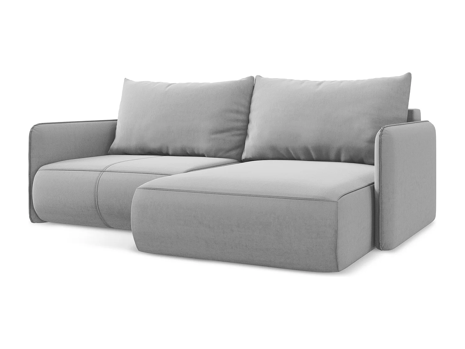 2,5-Sitzer Ecksofa mit Schlaffunktion - Ecke Rechts - Samt - Grau - NANEA