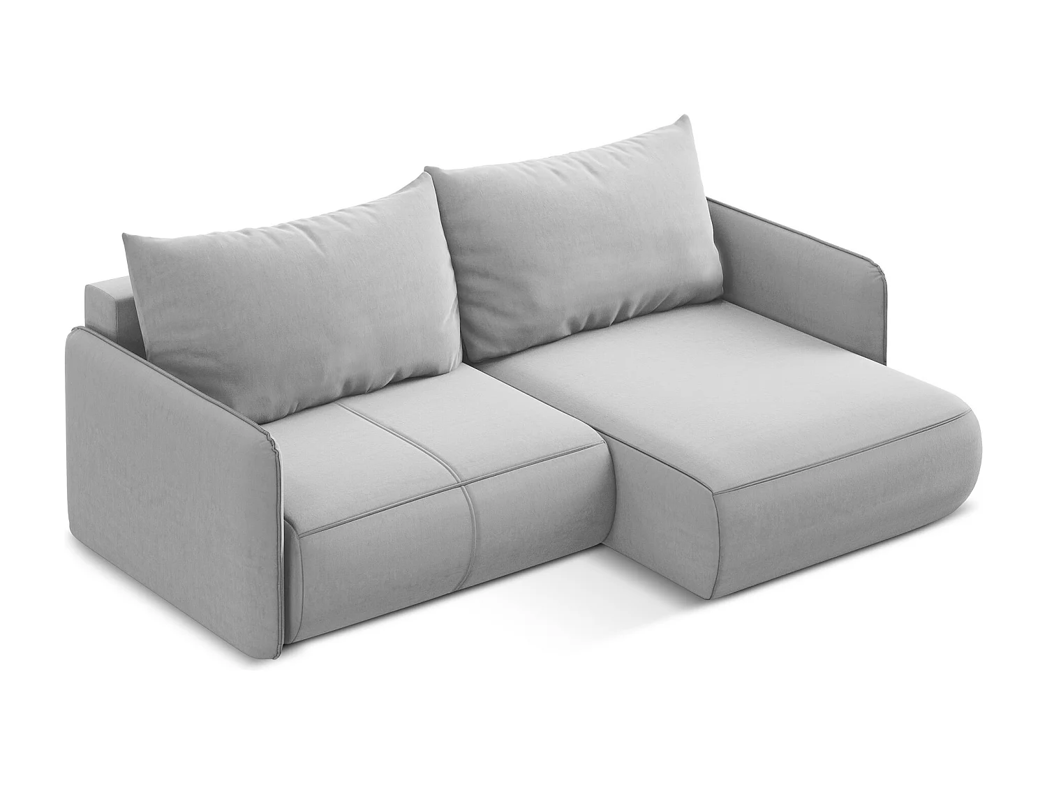 2,5-Sitzer Ecksofa mit Schlaffunktion - Ecke Rechts - Samt - Grau - NANEA