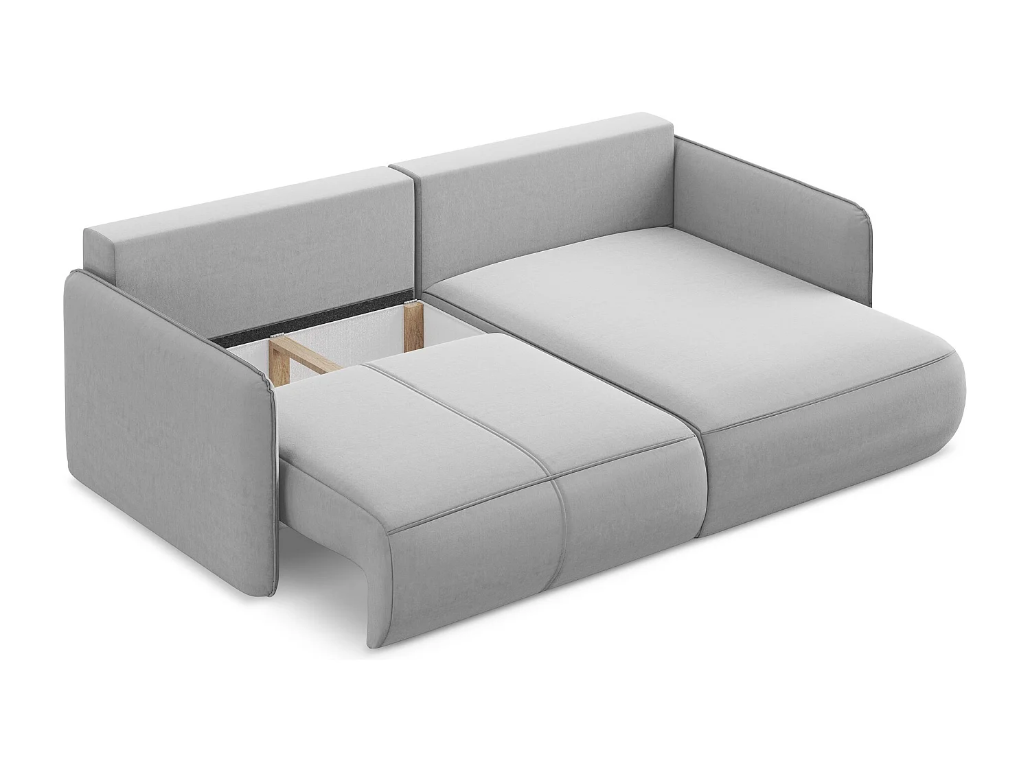 2,5-Sitzer Ecksofa mit Schlaffunktion - Ecke Rechts - Samt - Grau - NANEA