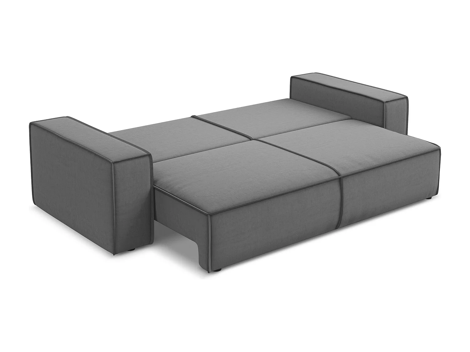 3-Sitzer Sofa mit Schlaffunktion - - Samt - Grau - KIMO