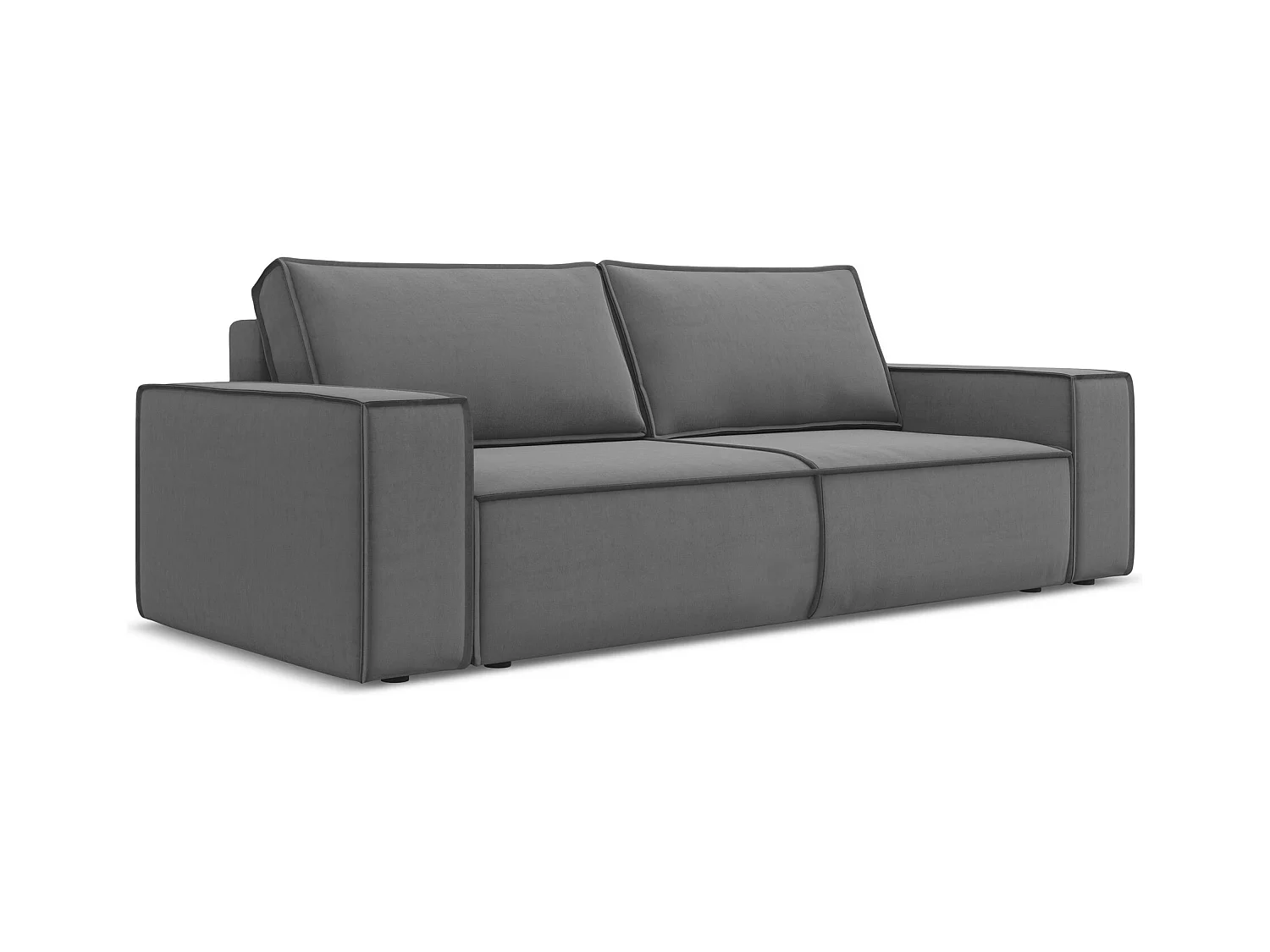 3-Sitzer Sofa mit Schlaffunktion - - Samt - Grau - KIMO