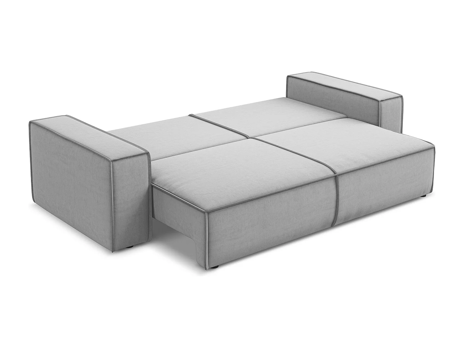 3-Sitzer Sofa mit Schlaffunktion - - Samt - Grau - KIMO