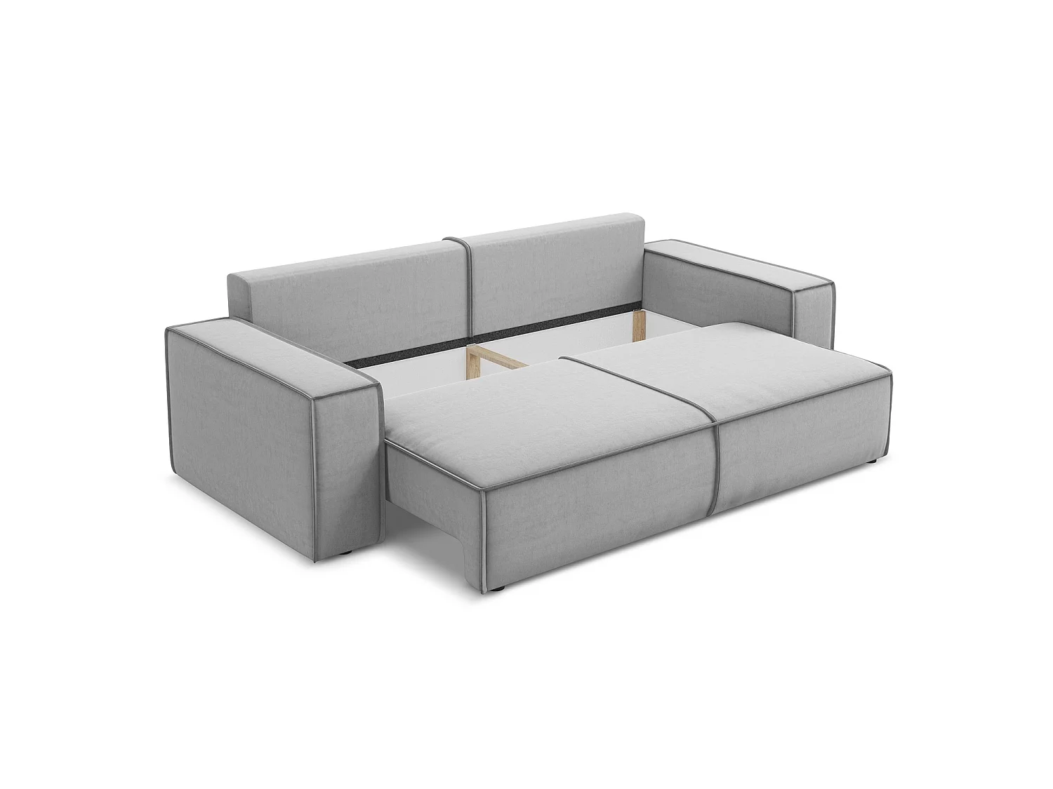 3-Sitzer Sofa mit Schlaffunktion - - Samt - Grau - LIVORNO