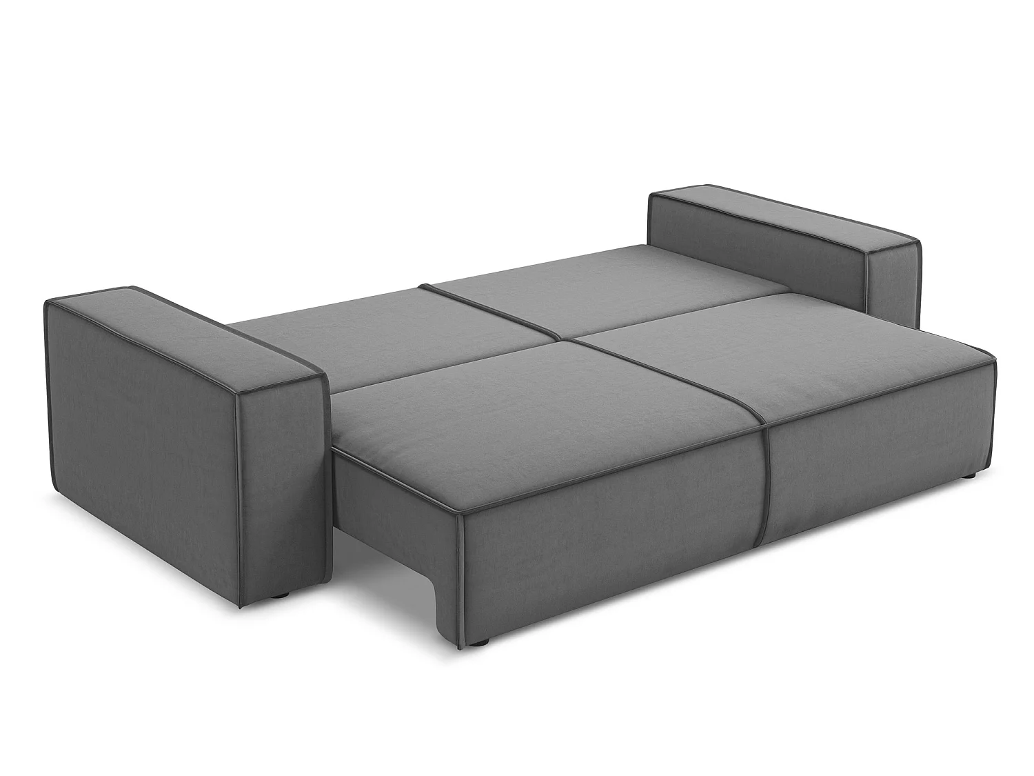 3-Sitzer Sofa mit Schlaffunktion - - Samt - Grau - LIVORNO