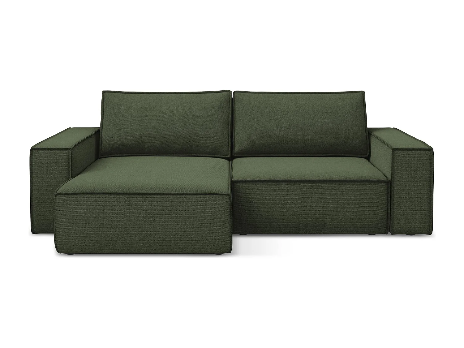 2-Sitzer Ecksofa mit Schlaffunktion - Ecke Links - Strukturstoff - Olive - KIMO