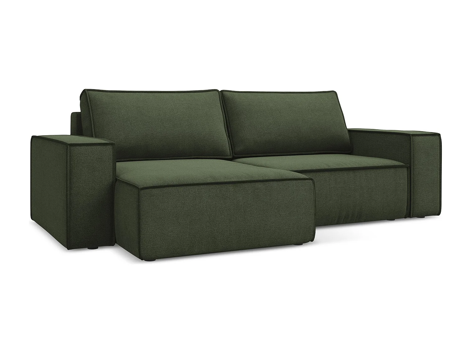 2-Sitzer Ecksofa mit Schlaffunktion - Ecke Links - Strukturstoff - Olive - KIMO