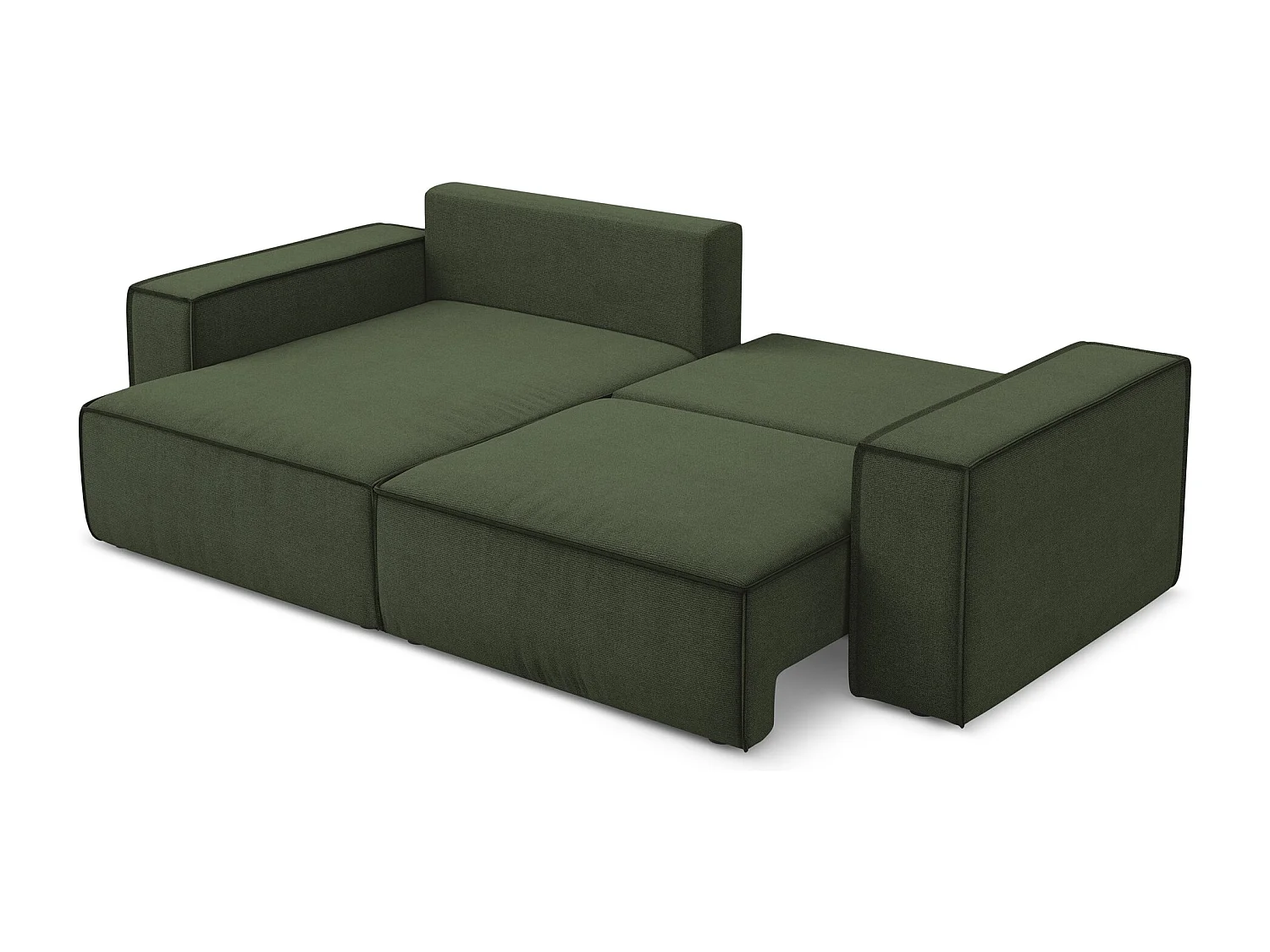 2-Sitzer Ecksofa mit Schlaffunktion - Ecke Links - Strukturstoff - Olive - KIMO