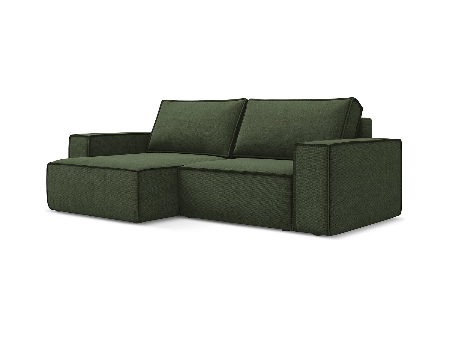 2-Sitzer Ecksofa mit Schlaffunktion - Ecke Links - Strukturstoff - Olive - KIMO