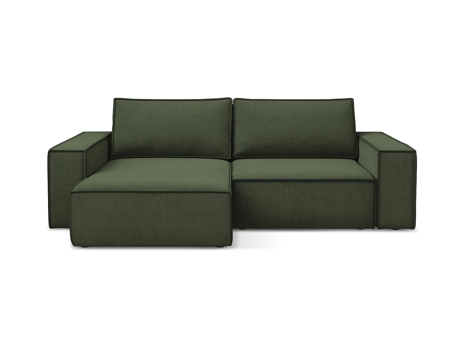 Hoekslaapbank links van olijf textuurstof - KIMO